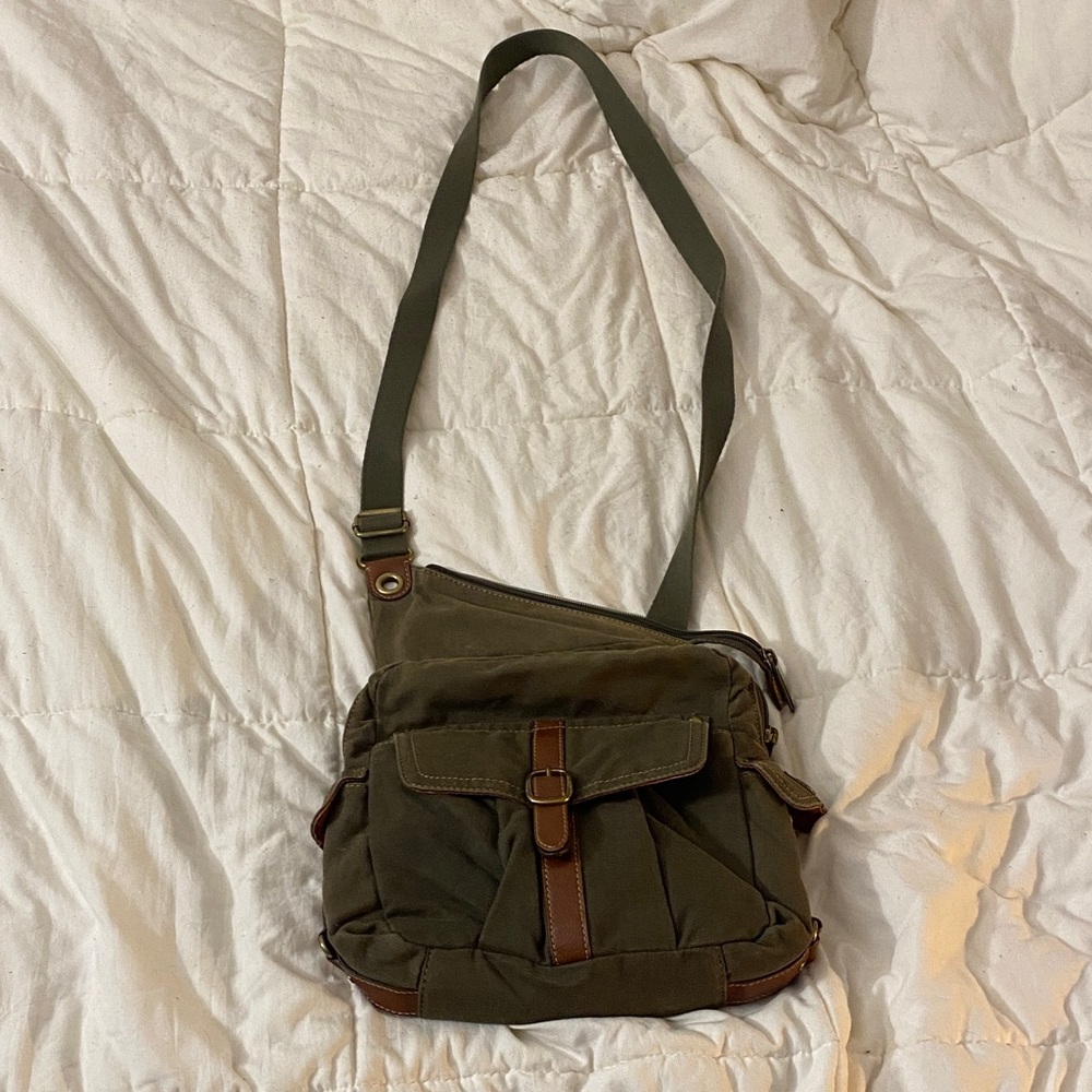 Fossil Olive and Brown Messenger Bag